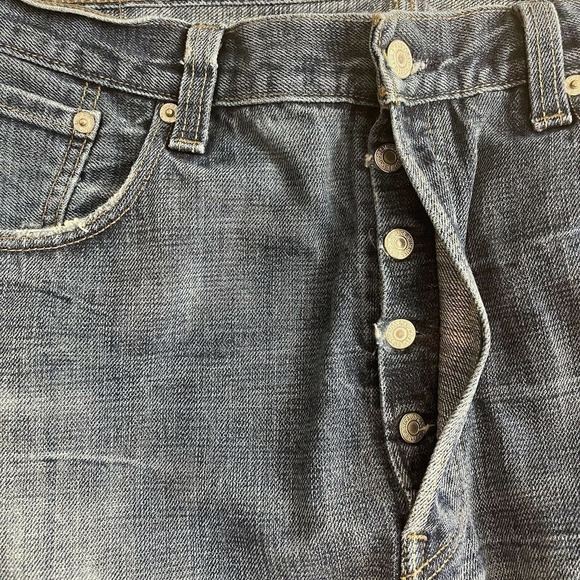 Vintage Levis 501XX 38x30 Distressed Made in The USA Denim Blue Jeans - Picture 5 of 12